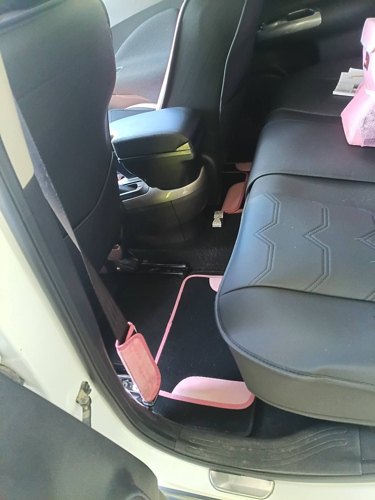 Clean black and pink vehicle interior