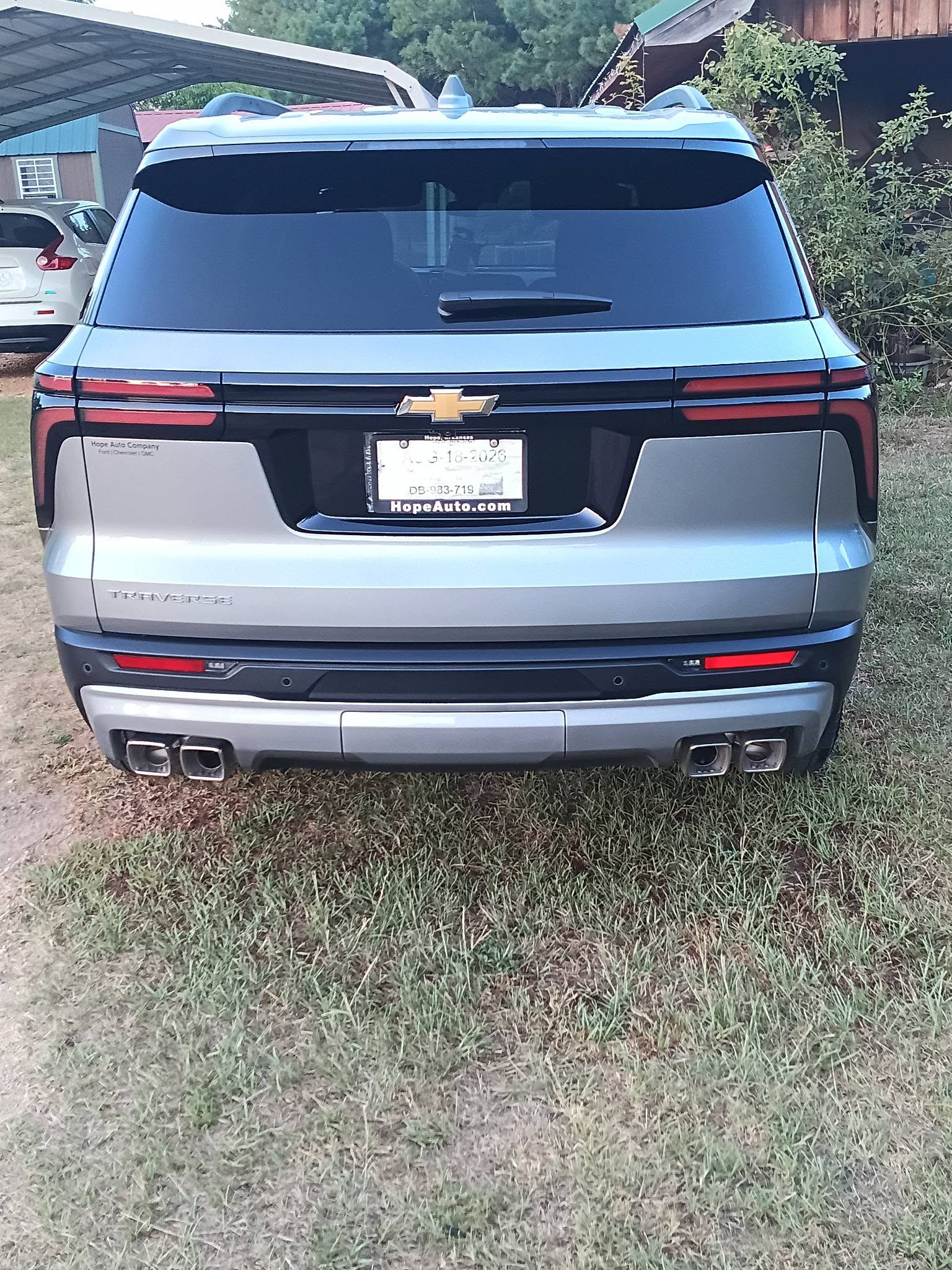 Detailed silver Chevrolet SUV from the rear